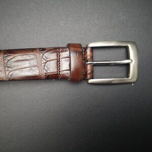 Florsheim Made in Italy Men's Size 30 Brown Croco Grain Italian Leather Belt